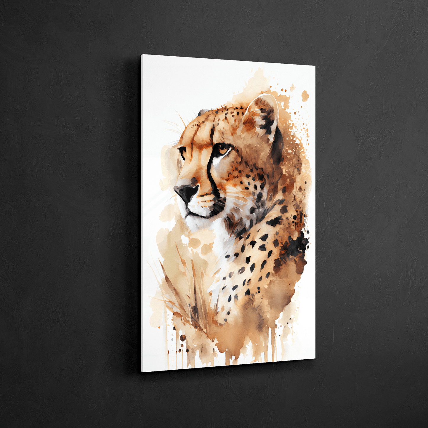 Cheetah Desert Hero - Geparden Aquarell Wandbild - Querformat - Acrylglas - Detailansicht