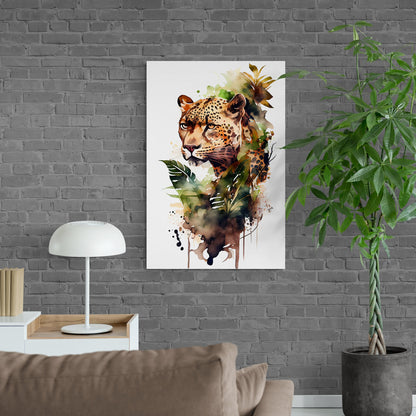 Leopard Portrait der Anmut - Aquarell - Hochformatim Wohnzimmer