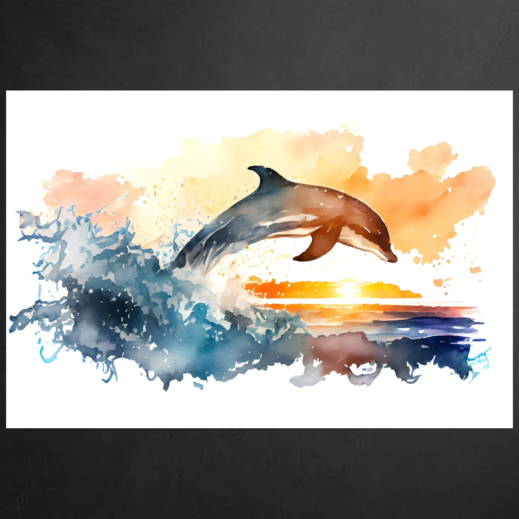 Dolphin Sundown - 1 - Schwarze Wand - Alu-Prints - Acrylglas 
