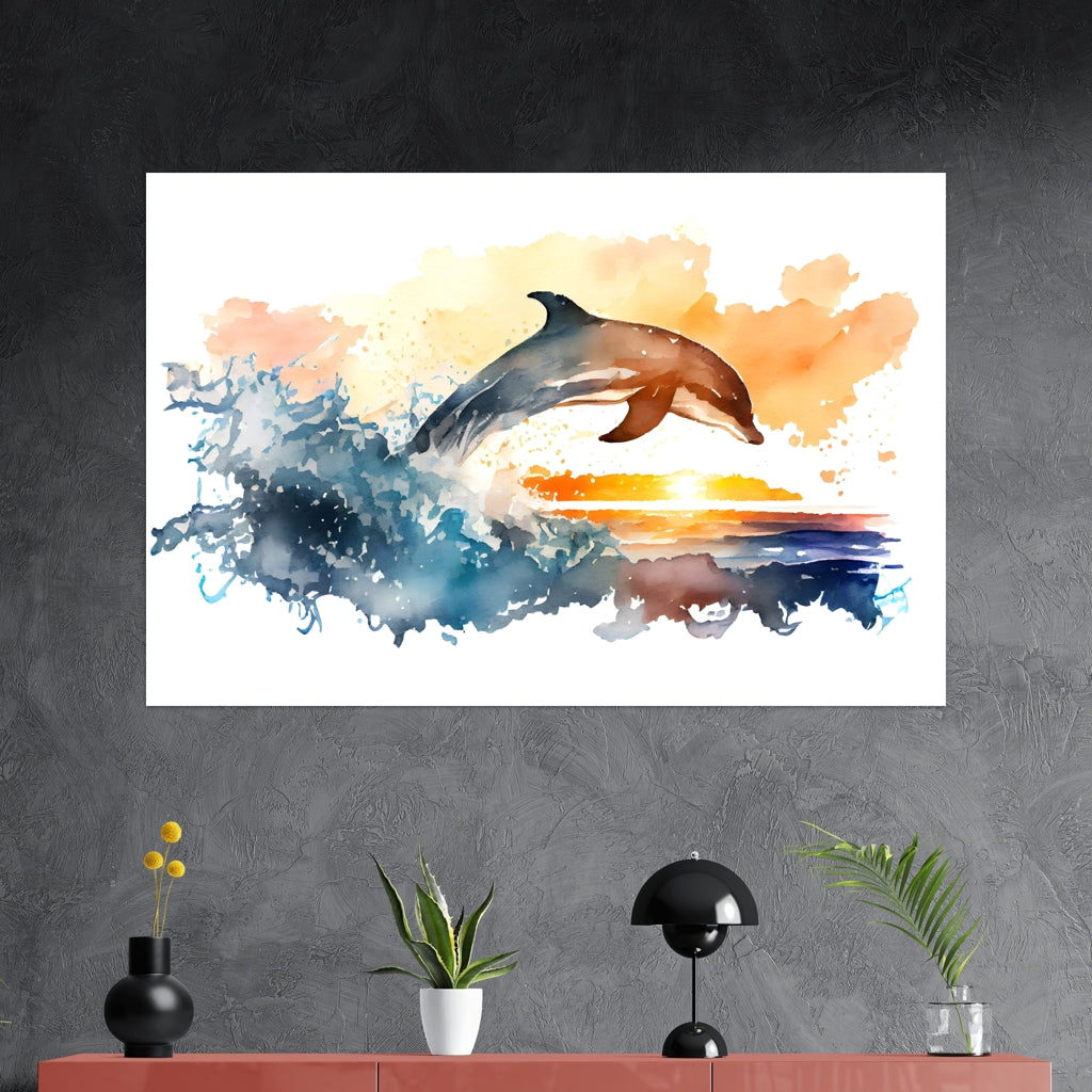 Dolphin Sundown - 2 - Wohnzimmer - Alu-Prints - Acrylglas 