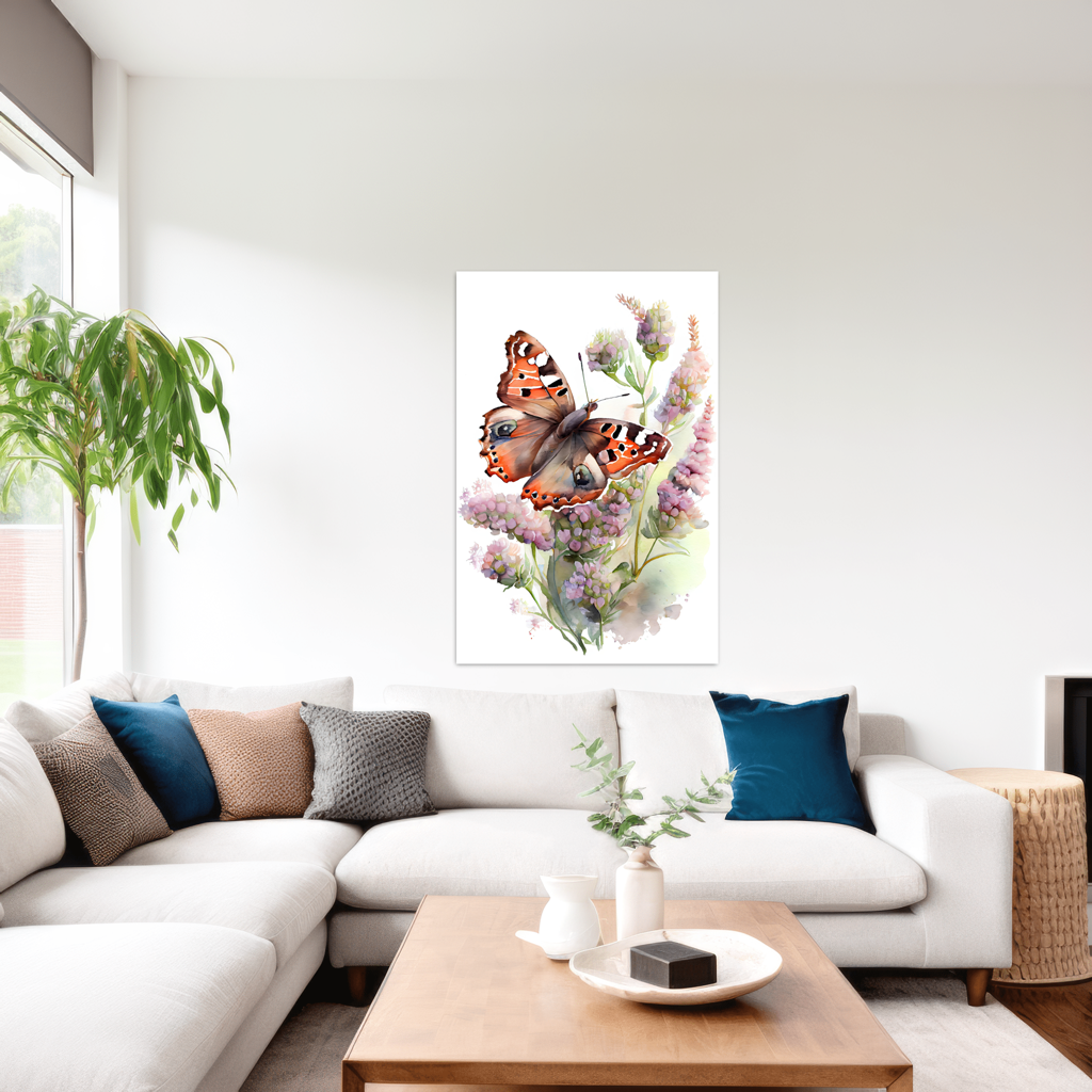 Harmonie der Traeume - Schmetterling - Aquarell - Hochformat - Wohnzimmer stylisch - Alu-Dibond - Acrylglas