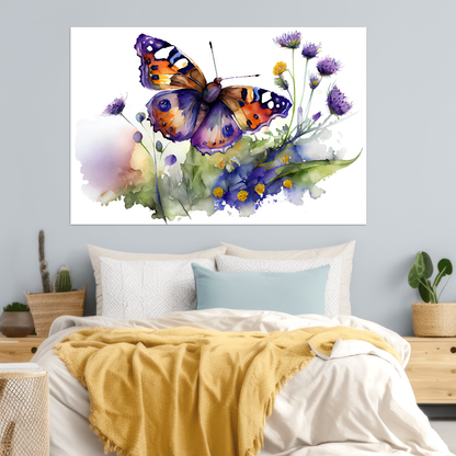 Mystische Dämmerung - Schmetterling - Aquarell-Querformat - Schlafzimmer - Natur Style - Alu-Dibond - Acrylglas 