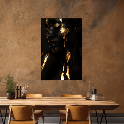 Woman in black and Gold - digital Art - Hochformat - Esszimmer strukturierte Wand - Alu-Dibond - Acrylglas 