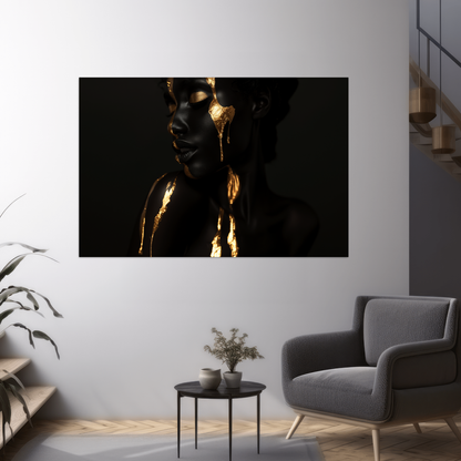 Woman in black and Gold - digital Art - Querformat - Wohnzimmer grau - Alu-Dibond - Acrylglas